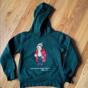 Ralph Lauren green Kids Hoodie with Red Polo Bear Graphic